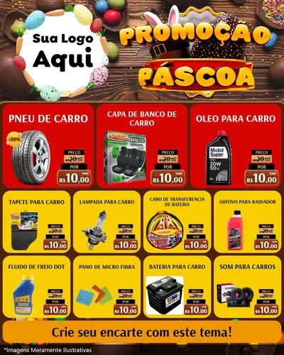 Modelo de Rede Social para Feed Instagram com o tema Promoção Páscoa para Auto peças