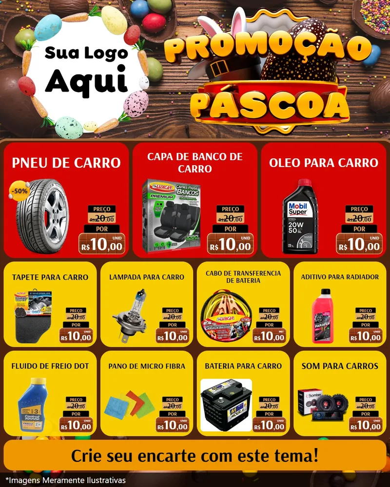 Modelo de Rede Social para Feed Instagram com o tema Promoção Páscoa para Auto peças