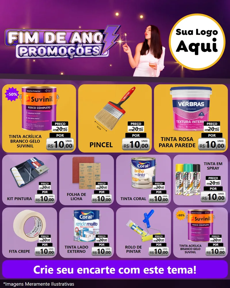 Modelo de Rede Social para Feed Instagram com o tema Fim de Ano Promoções para Tintas e Ferramentas