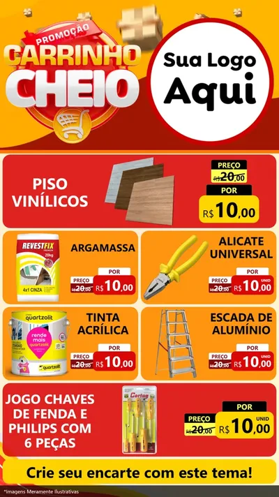 Modelo de TV para TV Vertical com o tema Promoção carrinho cheio para Material para Construção