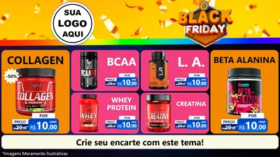 Modelo de TV para TV Horizontal com o tema Black Friday para Suplementos alimentares