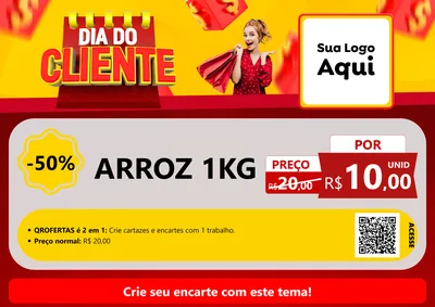 Modelo de Cartaz para Cartaz A4 Horizontal com o tema Dia do Cliente para Supermercado