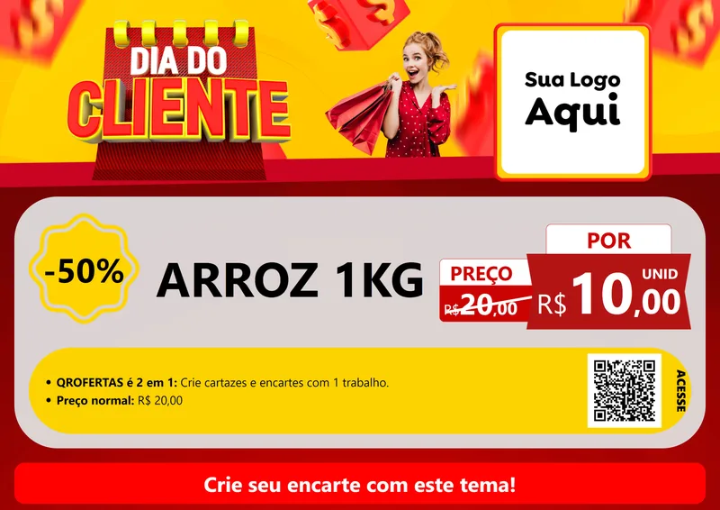 Modelo de Cartaz para Cartaz A4 Horizontal com o tema Dia do Cliente para Supermercado
