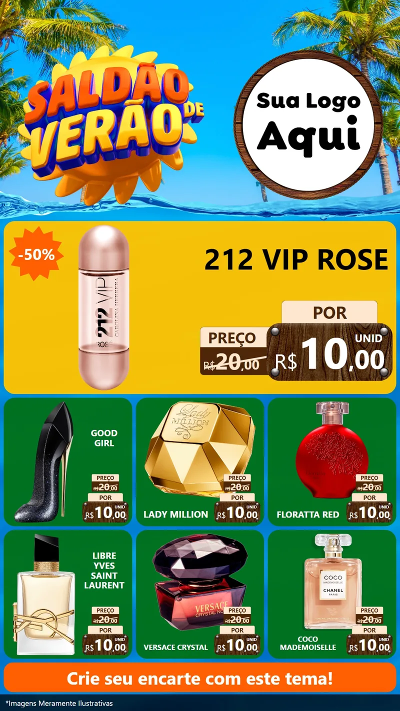 Modelo de Rede Social para Stories com o tema Saldão de Verão para Perfumes