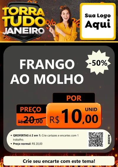 Modelo de Cartaz para Cartaz A4 Vertical com o tema Torra Tudo Janeiro para Restaurante