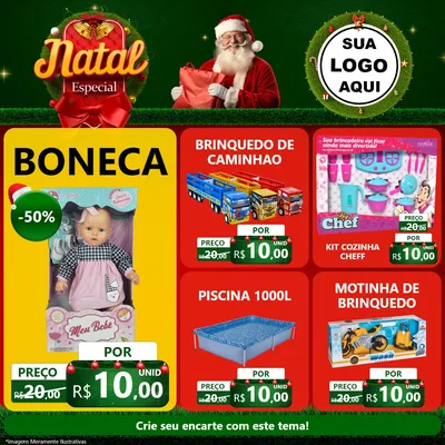 Modelo de Rede Social para Feed Facebook com o tema Natal Especial para Brinquedos