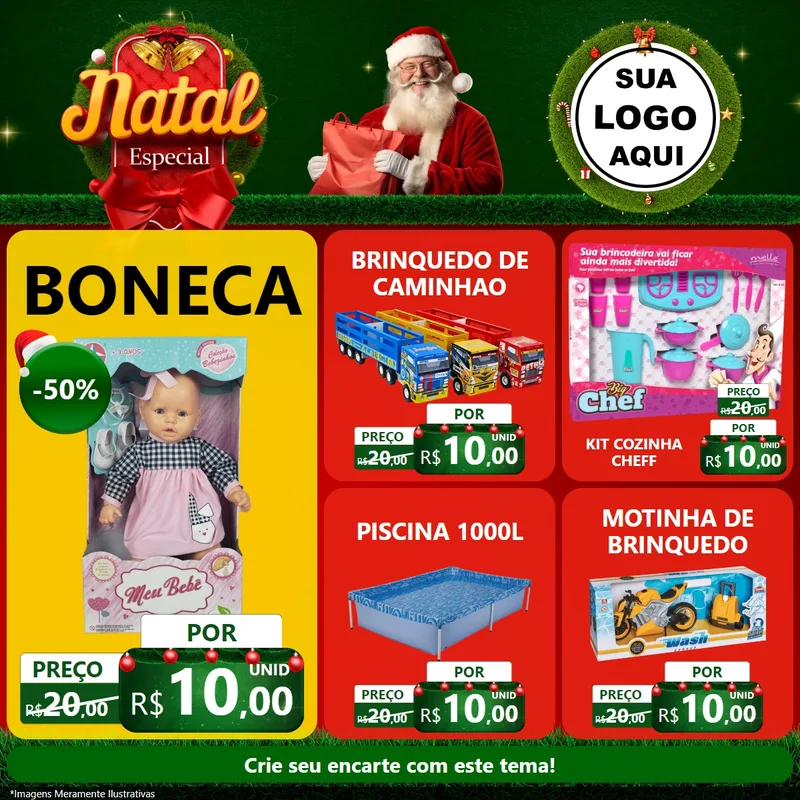 Modelo de Rede Social para Feed Facebook com o tema Natal Especial para Brinquedos