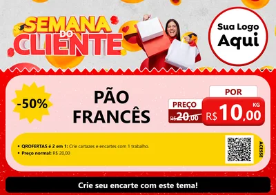 Modelo de Cartaz para Cartaz A4 Horizontal com o tema Semana do Cliente para Padaria