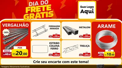 Modelo de TV para TV Horizontal com o tema Dia do Frete Grátis para Ferragens