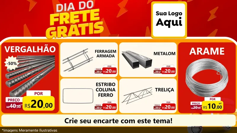 Modelo de TV para TV Horizontal com o tema Dia do Frete Grátis para Ferragens