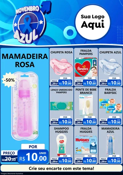 Modelo de Encarte para Encarte A4 Vertical com o tema Novembro Azul para Bebês