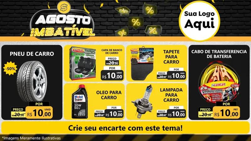 Modelo de TV para TV Horizontal com o tema Agosto Imbatível para Auto peças