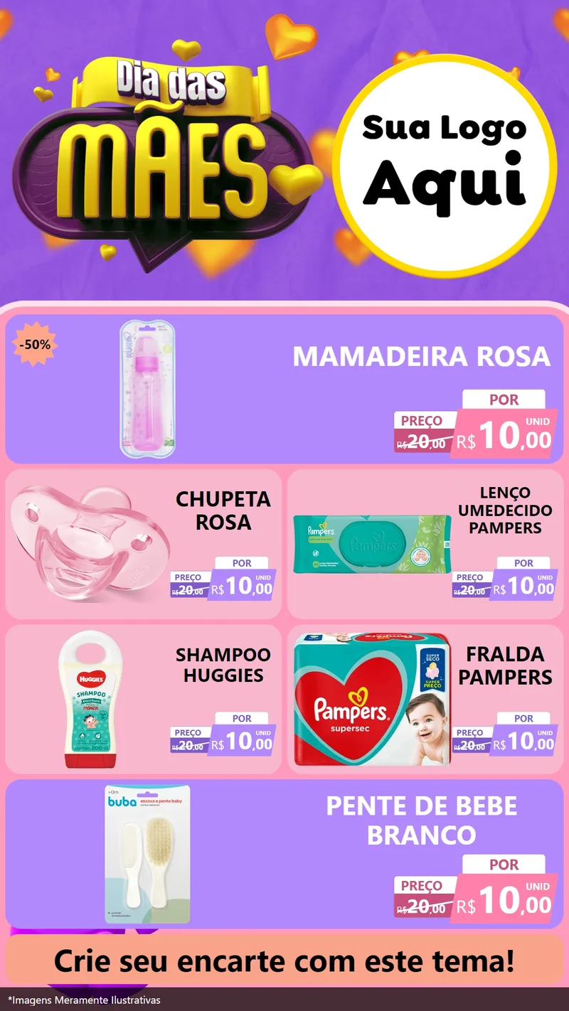Modelo de TV para TV Vertical com o tema Dia das Mães para Bebês