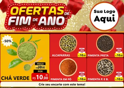Modelo de Encarte para Encarte A4 Horizontal com o tema Ofertas de Fim de Ano para Produtos Naturais