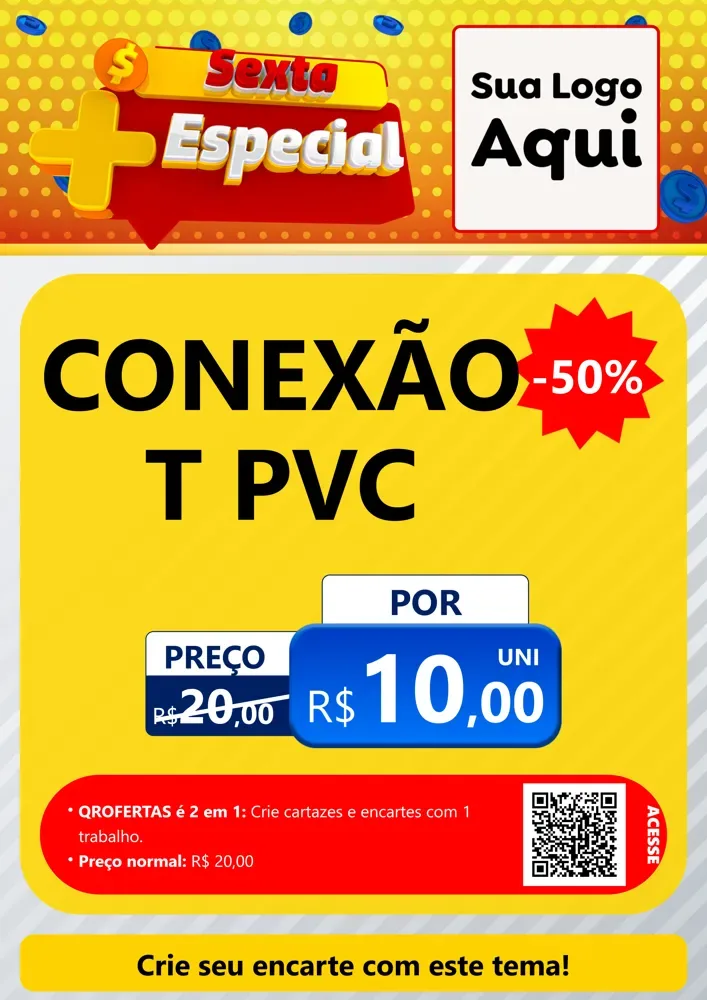 Modelo de Cartaz para Cartaz A4 Vertical com o tema Sexta Mais Especial para Tubos e conexões
