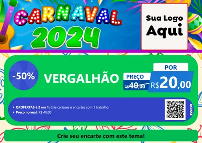 Modelo de Cartaz para Cartaz A4 Horizontal com o tema Carnaval 2027 para Ferragens