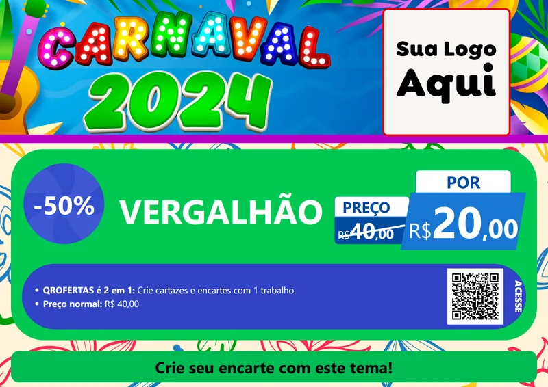Modelo de Cartaz para Cartaz A4 Horizontal com o tema Carnaval 2027 para Ferragens