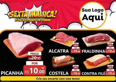 Modelo de Encarte para Encarte A4 Horizontal com o tema Sexta Maluca! para Açougue