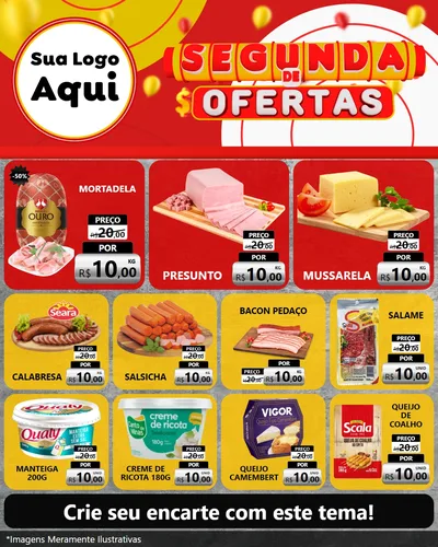 Modelo de Rede Social para Feed Instagram com o tema Segunda de Ofertas para Frios e Laticínios