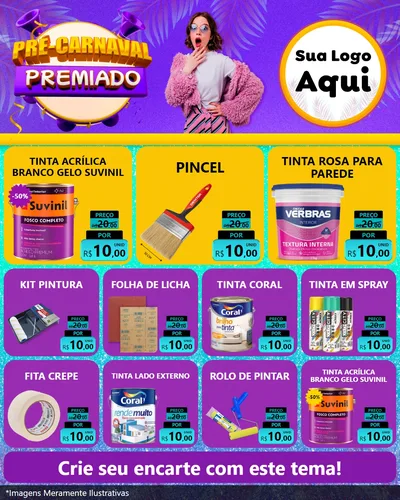 Modelo de Rede Social para Feed Instagram com o tema Pré-Carnaval Premiado para Tintas e Ferramentas