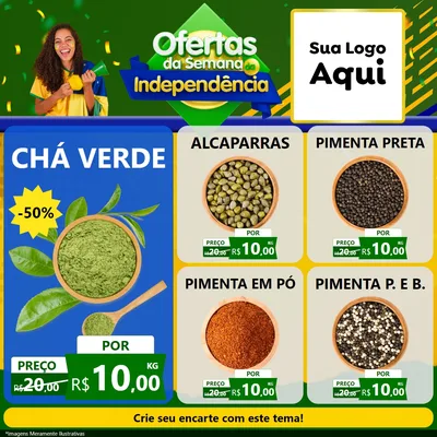 Modelo de Rede Social para Feed Facebook com o tema Ofertas da Semana da Independência para Produtos Naturais