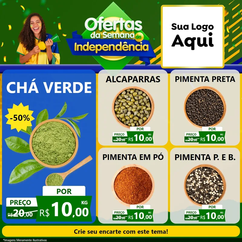 Modelo de Rede Social para Feed Facebook com o tema Ofertas da Semana da Independência para Produtos Naturais