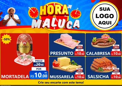 Modelo de Encarte para Encarte A4 Horizontal com o tema Hora Maluca para Frios e Laticínios