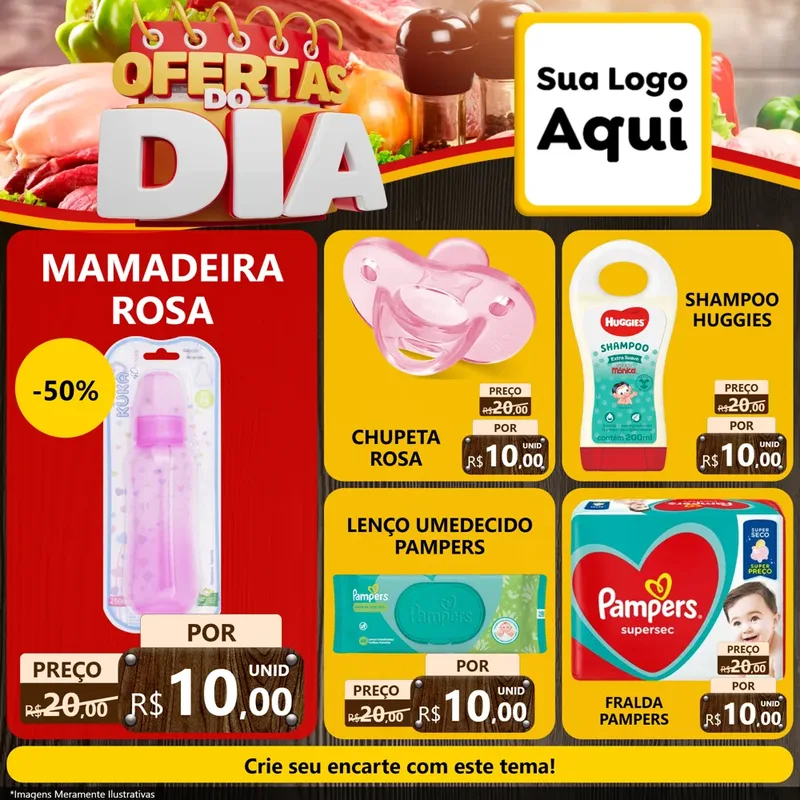 Modelo de Rede Social para Feed Facebook com o tema Ofertas do Dia para Bebês