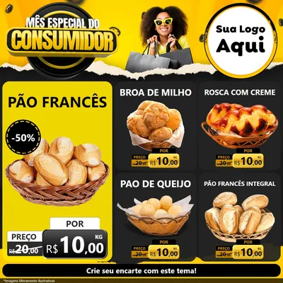 Modelo de Rede Social para Feed Facebook com o tema Mês Especial do Consumidor para Padaria