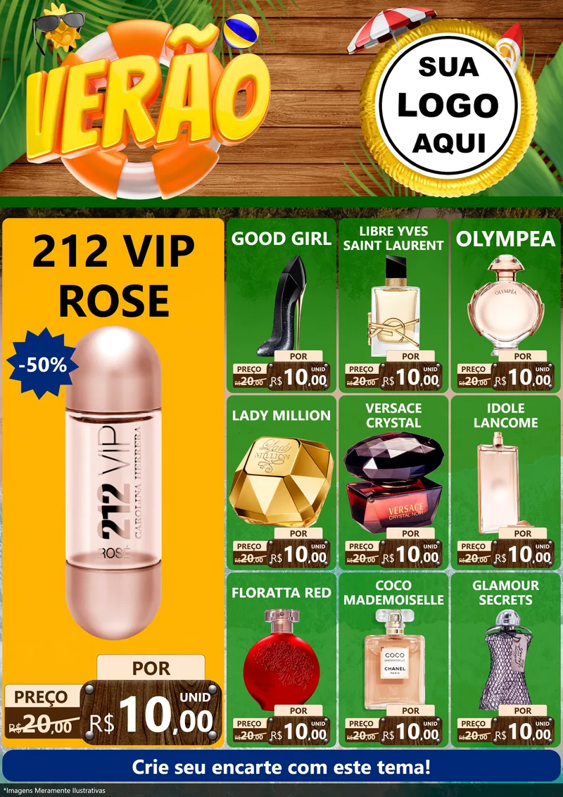 Modelo de Encarte para Encarte A4 Vertical com o tema Verão para Perfumes