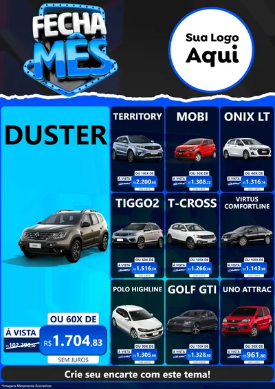 Modelo de Encarte para Encarte A4 Vertical com o tema Fecha Mês para Concessionaria de Carros