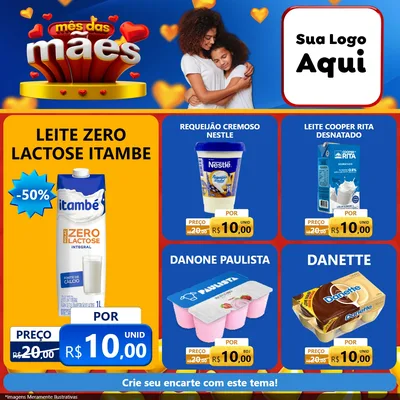 Modelo de Rede Social para Feed Facebook com o tema Mês das Mães para Frios e Laticínios