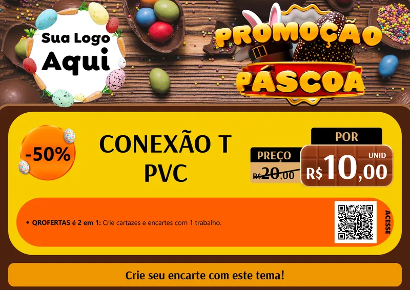Modelo de Cartaz para Cartaz A4 Horizontal com o tema Promoção Páscoa para Tubos e conexões