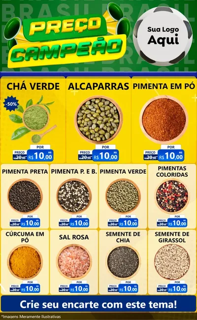 Modelo de Encarte para Encarte Grande com o tema Preço Campeão - Copa para Produtos Naturais
