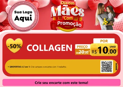 Modelo de Cartaz para Cartaz A4 Horizontal com o tema Dia Das Mães Com Promoção para Suplementos alimentares
