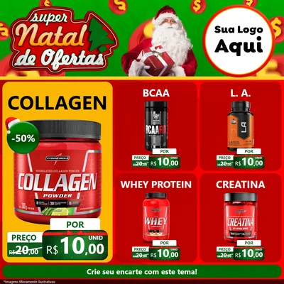 Modelo de Rede Social para Feed Facebook com o tema Super Natal de Ofertas para Suplementos alimentares