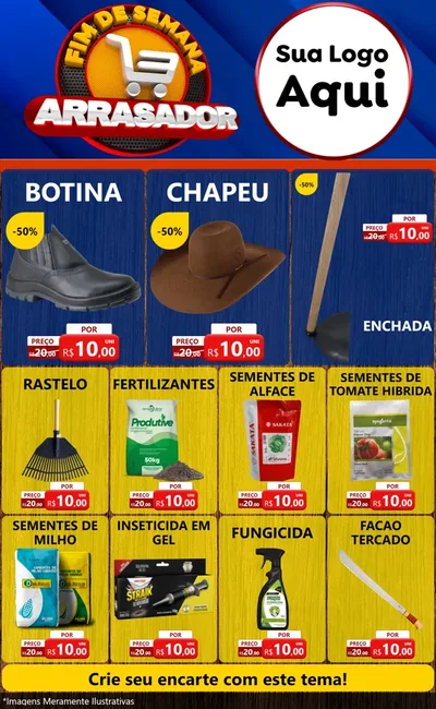 Modelo de Encarte para Encarte Grande com o tema Fim De Semana Arrasador para Agropecuária