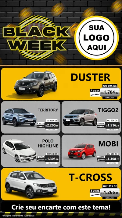 Modelo de TV para TV Vertical com o tema Black Week para Concessionaria de Carros