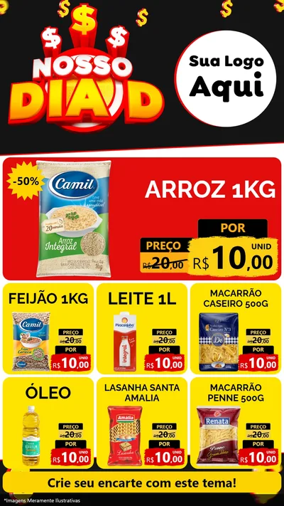 Modelo de Rede Social para Stories com o tema Nosso Dia D para Supermercado