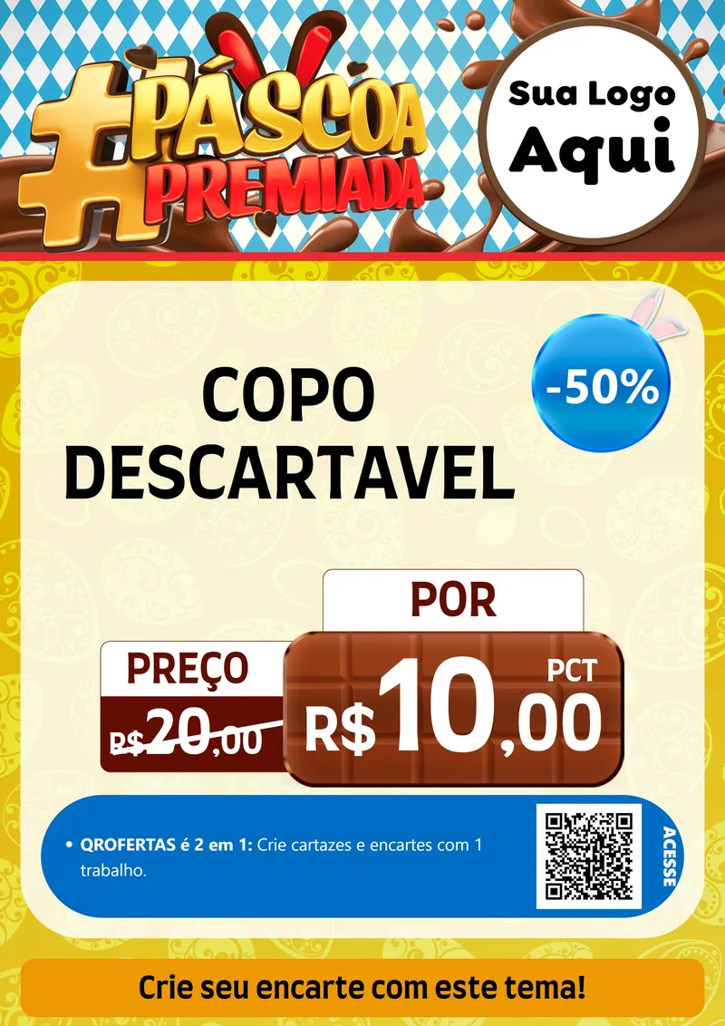 Modelo de Cartaz para Cartaz A4 Vertical com o tema Páscoa Premiada para Embalagens