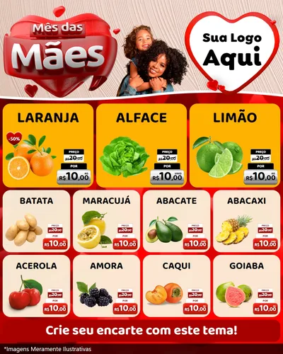 Modelo de Rede Social para Feed Instagram com o tema Mês das Mães para Hortifrúti