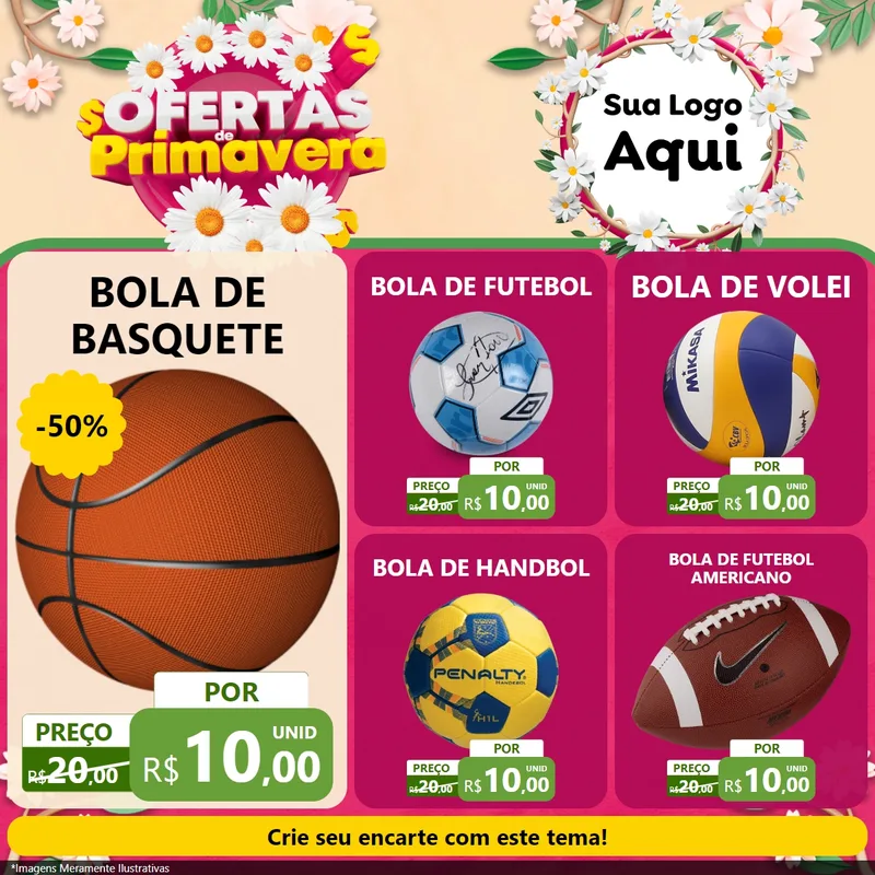 Modelo de Rede Social para Feed Facebook com o tema Ofertas de Primavera para Artigos Esportivos