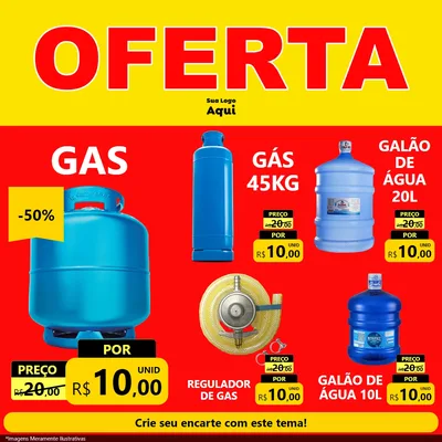 Modelo de Rede Social para Feed Facebook com o tema OFERTA - Vermelho Cartaz para Água e gás