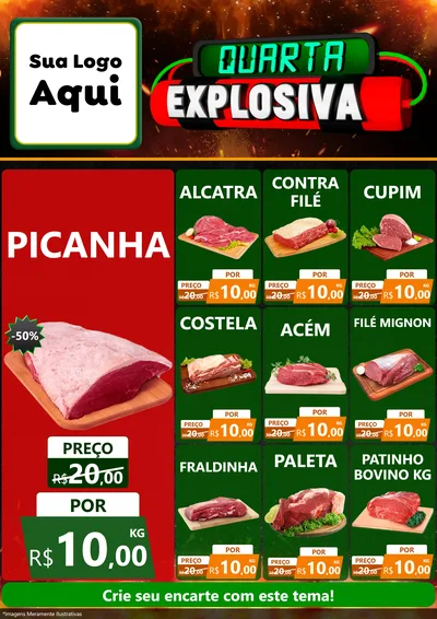 Modelo de Encarte para Encarte A4 Vertical com o tema Quarta Explosiva para Açougue