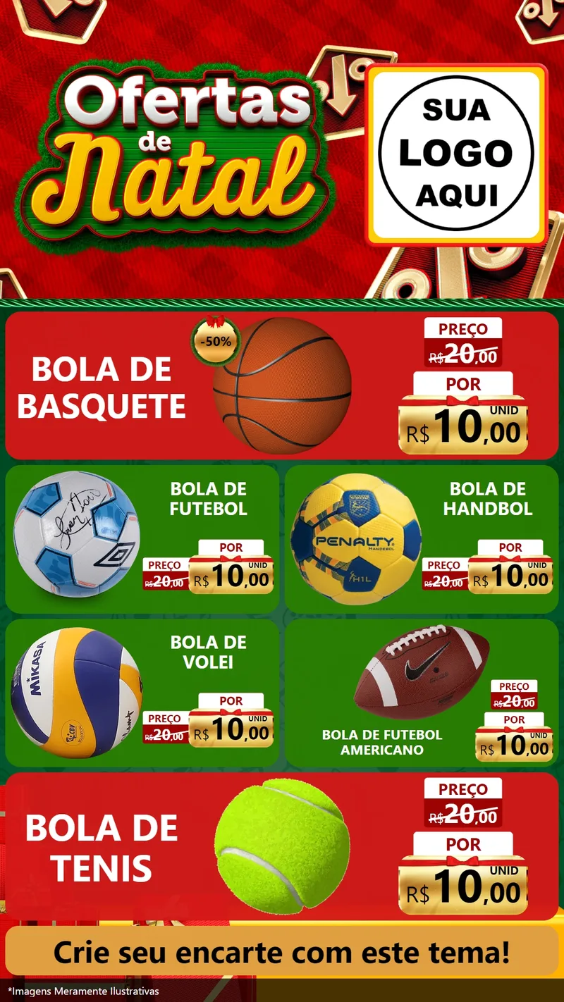 Modelo de TV para TV Vertical com o tema Ofertas de Natal para Artigos Esportivos