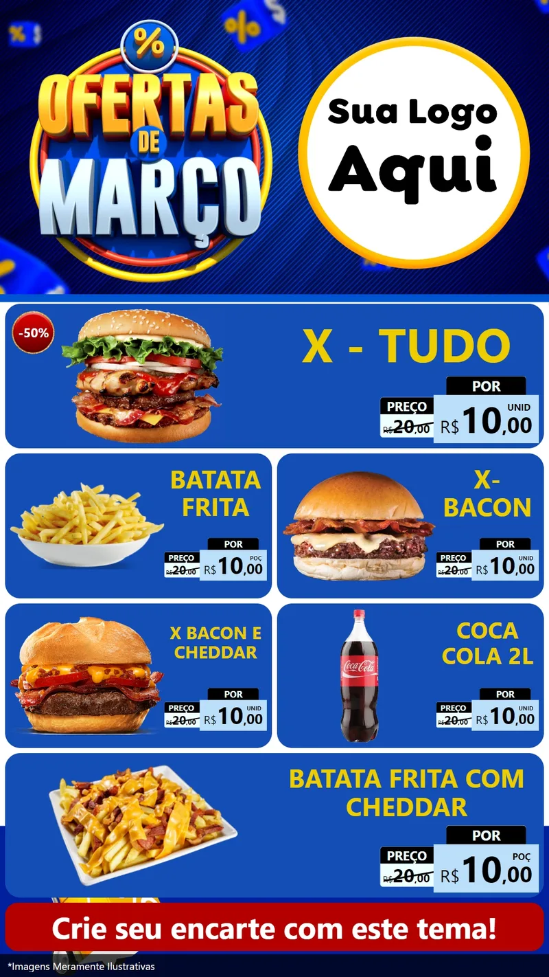 Modelo de TV para TV Vertical com o tema Ofertas de Março para Hamburgueria