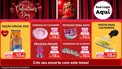 Modelo de TV para TV Horizontal com o tema Valentine's Day para Pet Shop