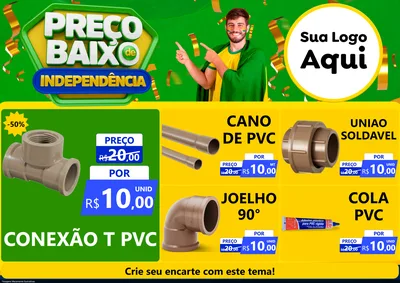 Modelo de Encarte para Encarte A4 Horizontal com o tema Preço Baixo de Independência para Tubos e conexões