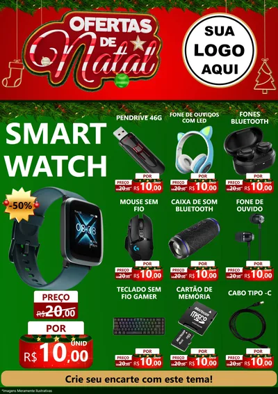 Modelo de Encarte para Encarte A4 Vertical com o tema Ofertas de Natal para Informática