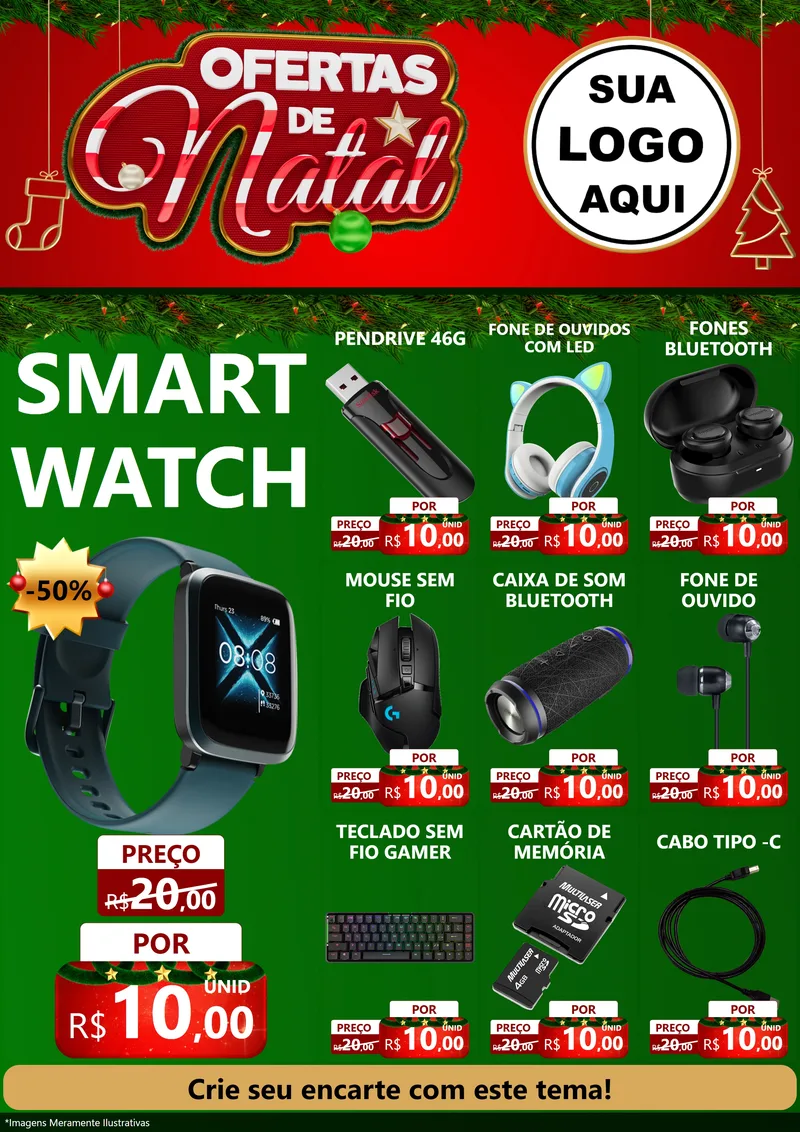 Modelo de Encarte para Encarte A4 Vertical com o tema Ofertas de Natal para Informática